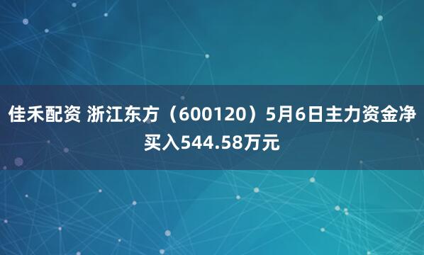 佳禾配资 浙江东方（600120）5月6日主力资金净买入544.58万元
